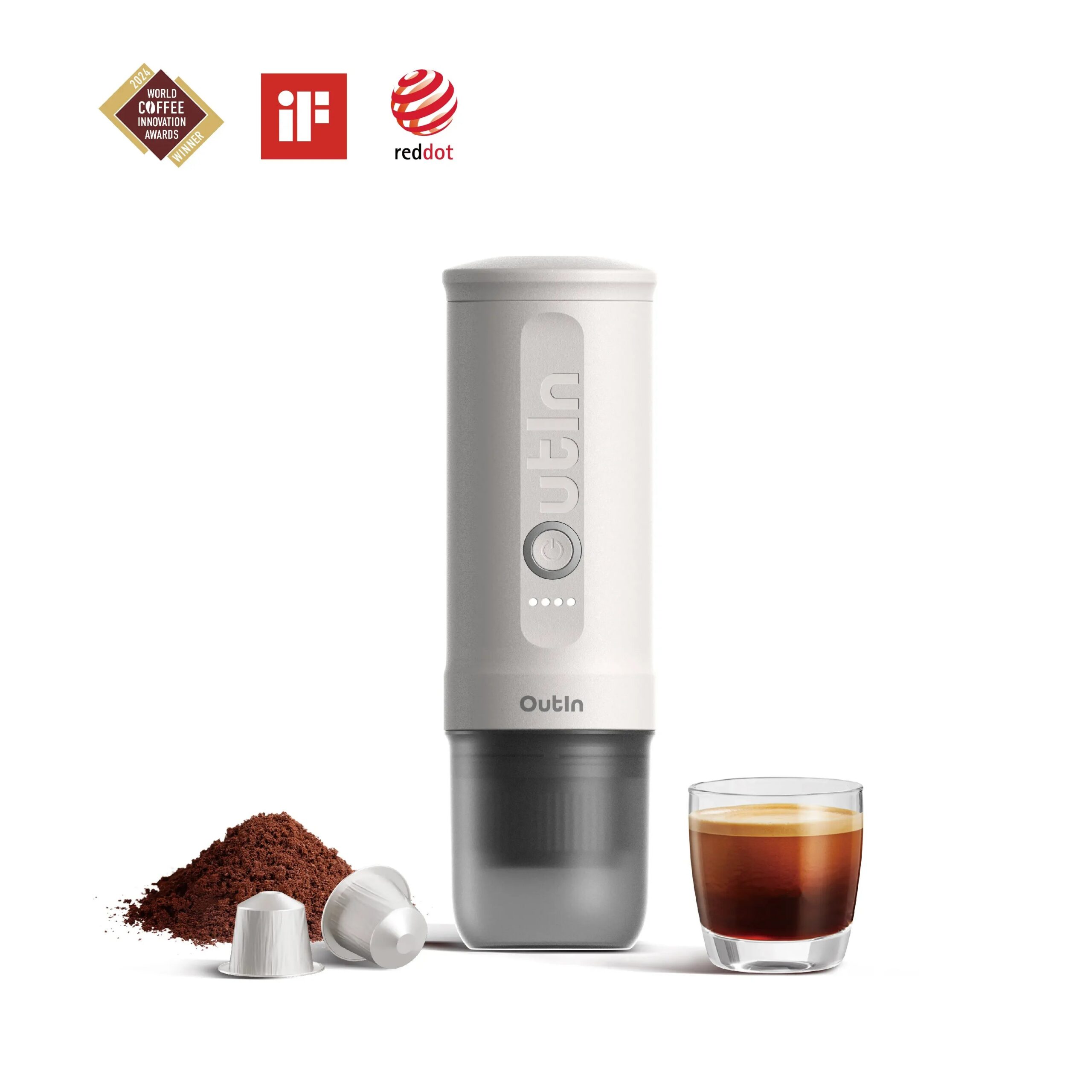 OutIn Nano kaasaskantav espressomasin, Pearl White