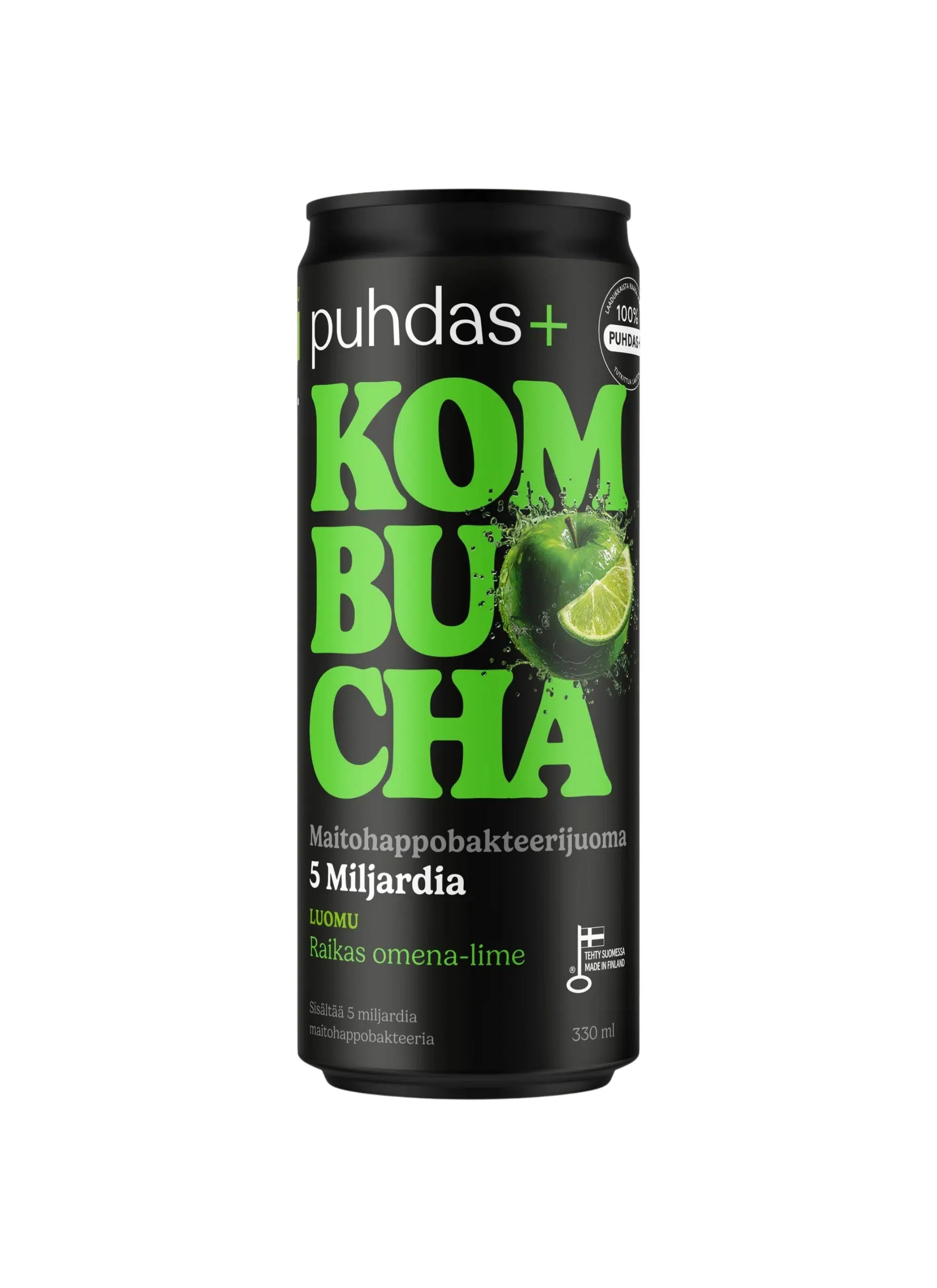 Puhdas+ Mahe Kombucha õun-laim, 330 ml