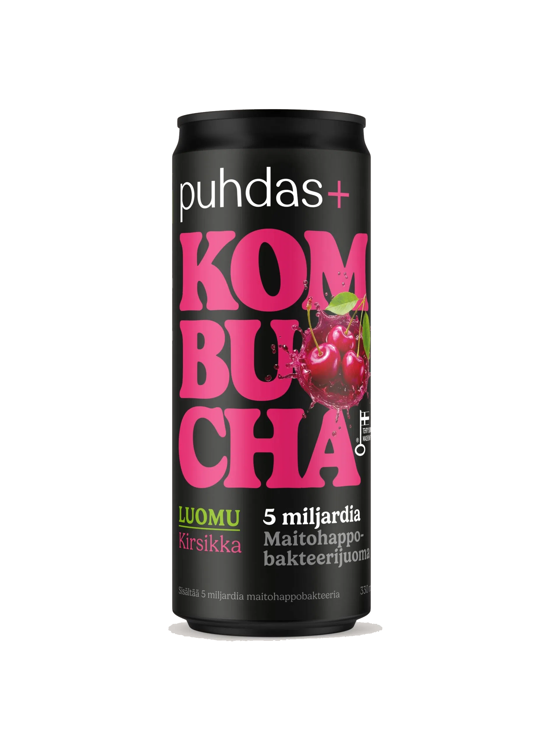 Puhdas+ Mahe Kombucha kirss, 330 ml