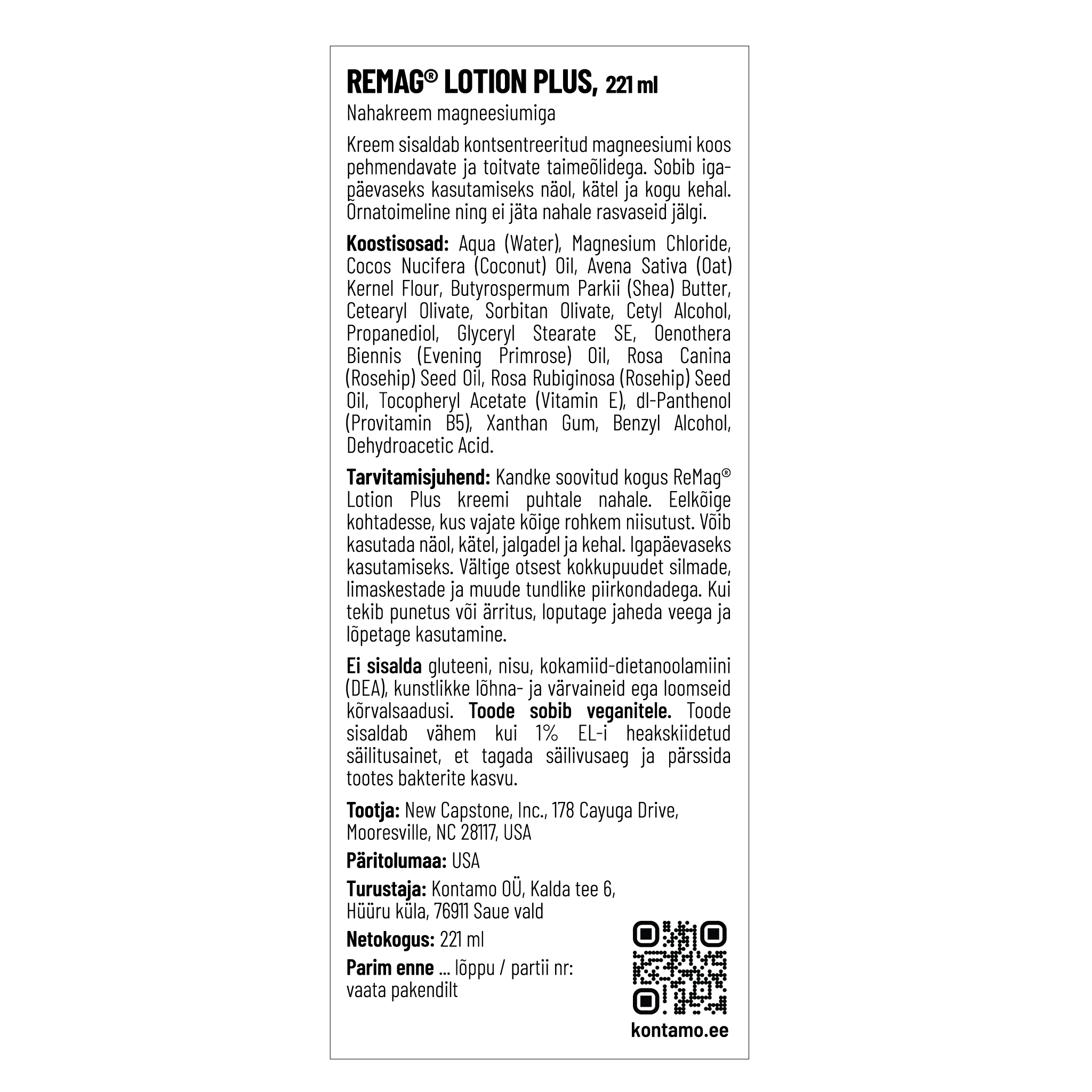 Rna Reset ReMag® Lotion Plus, 221ml pakend