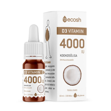 Ecosh D3-vitamiin 4000 IU tilgad kookosõliga, 10 ml