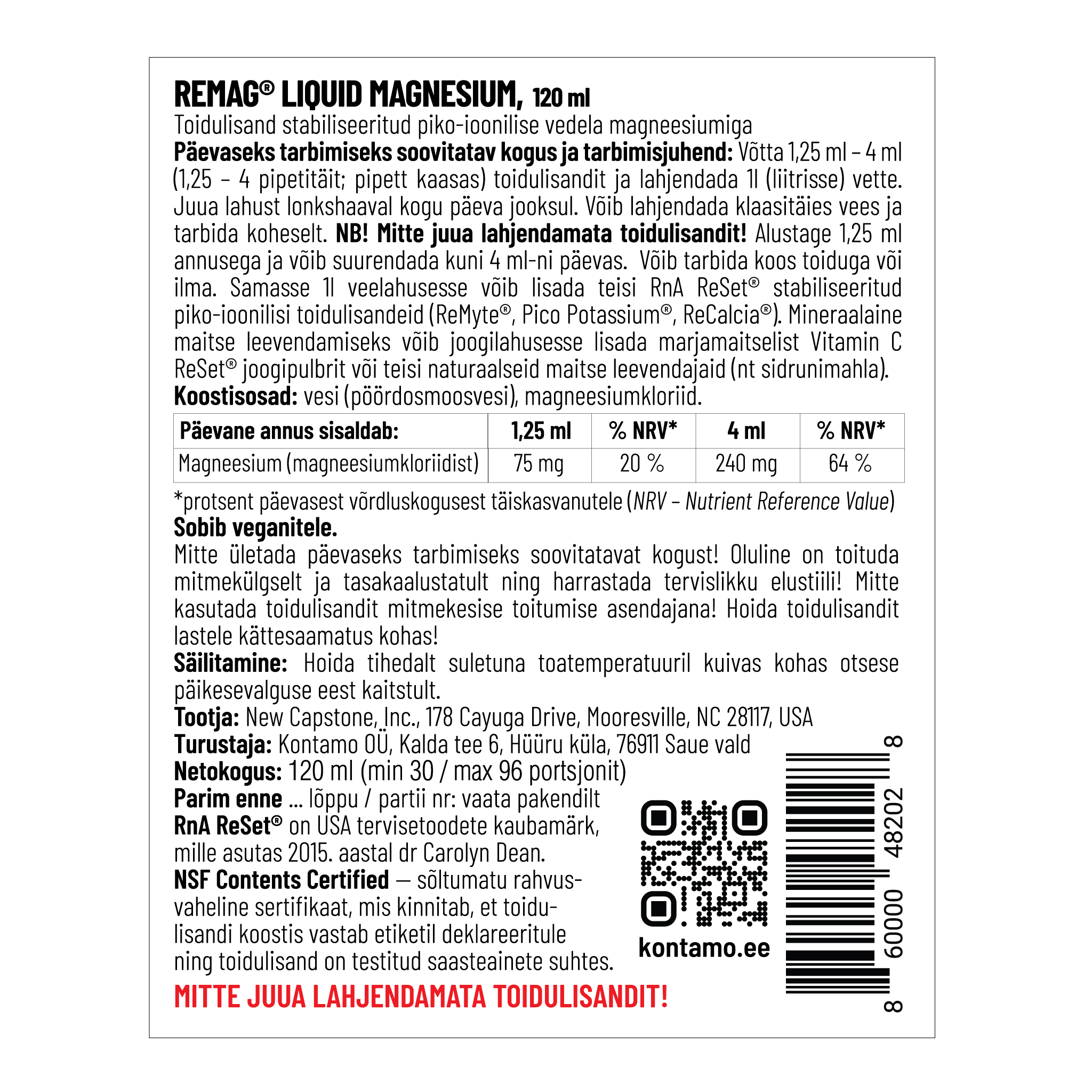 ReMag®, 480ml + ReMag®, 120ml (toidulisand magneesiumiga)